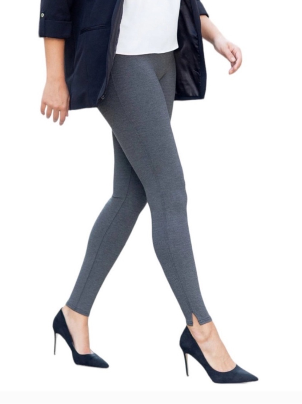 Women’s Spanx Ponte High Rise legging ankle pants slit Heather gray size large